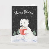 Waterverf Polar Beer met warme cacao Kaart (Voorkant)