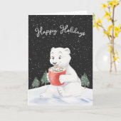 Waterverf Polar Beer met warme cacao Kaart (Gele Bloem)