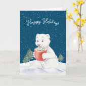 Waterverf Polar Beer met warme cacao Kaart (Gele Bloem)