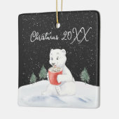 Waterverf Polar Beer met warme cacao Keramisch Ornament (Links)