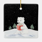 Waterverf Polar Beer met warme cacao Keramisch Ornament (Achterkant)