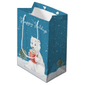 Waterverf Polar Beer met warme cacao Medium Cadeauzakje (Voorkant Gekanteld)