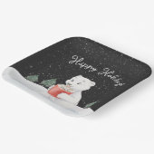 Waterverf Polar Beer met warme cacao Papieren Bordje (Gebogen)