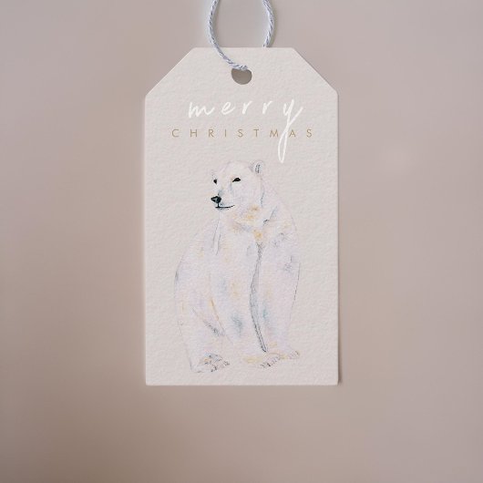 Waterverf Polar Beer Modern Vrolijk Kerstfeest Cadeaulabel