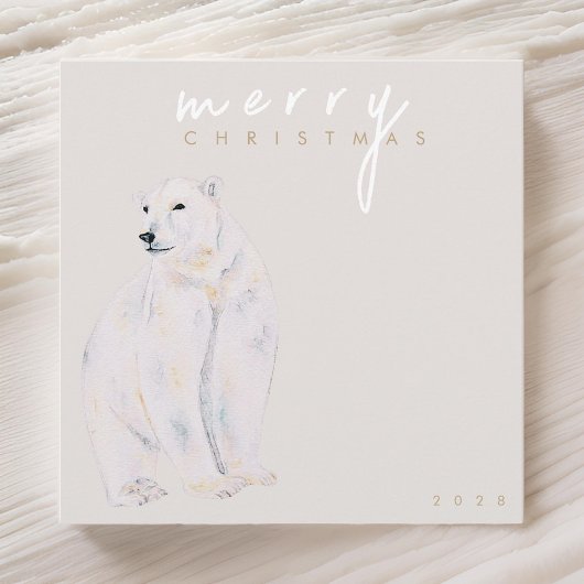 Waterverf Polar Beer Modern Vrolijk Kerstfeest Feestdagenkaart
