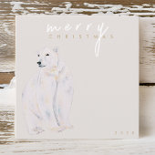 Waterverf Polar Beer Modern Vrolijk Kerstfeest Feestdagenkaart