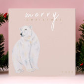 Waterverf Polar Beer Modern Vrolijk Kerstfeest Feestdagenkaart