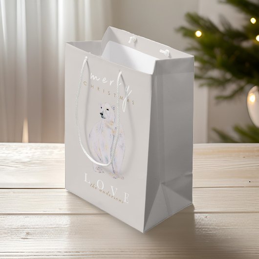 Waterverf Polar Beer Modern Vrolijk Kerstfeest Medium Cadeauzakje