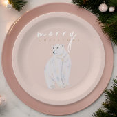 Waterverf Polar Beer Modern Vrolijk Kerstfeest Papieren Bordje