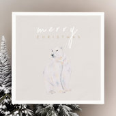 Waterverf Polar Beer Modern Vrolijk Kerstfeest Servet