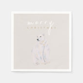 Waterverf Polar Beer Modern Vrolijk Kerstfeest Servet (Voorkant)