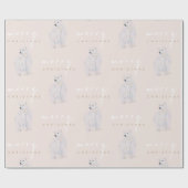 Waterverf Polar Beer Moderne Typografie Kerst Cadeaupapier (Vlak)