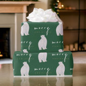 Waterverf Polar Beer Moderne Typografie Kerst Cadeaupapier