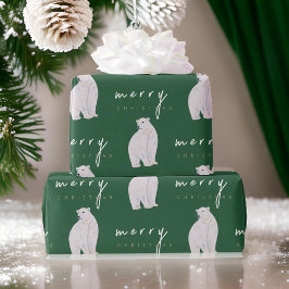 Waterverf Polar Beer Moderne Typografie Kerst Cadeaupapier