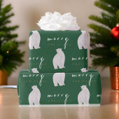 Waterverf Polar Beer Moderne Typografie Kerst Cadeaupapier