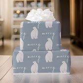Waterverf Polar Beer Moderne Typografie Kerst Cadeaupapier