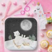 Waterverf Polar Beer op slee Papieren Bordje (Feest)