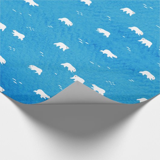 Waterverf Polar Beer Pattern in Blue Cadeaupapier (Hoek)