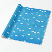 Waterverf Polar Beer Pattern in Blue Cadeaupapier (Uitgerold)