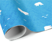 Waterverf Polar Beer Pattern in Blue Cadeaupapier (Rol Hoek)