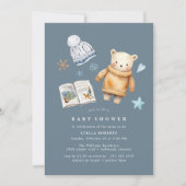 Waterverf Polar Beer Schattige Blauw Winter Baby s Kaart (Voorkant)