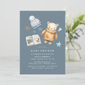 Waterverf Polar Beer Schattige Blauw Winter Baby s Kaart (Staand voorkant)