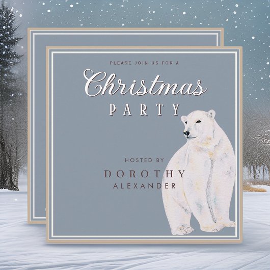 Waterverf Polar Beer Vintage kerstfeest Kaart