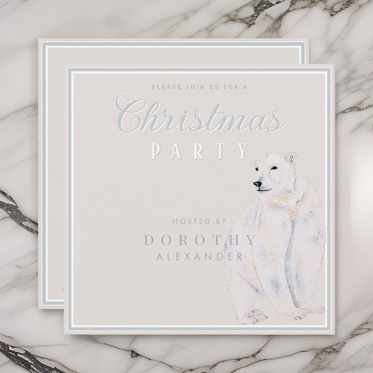 Waterverf Polar Beer Vintage kerstfeest Kaart