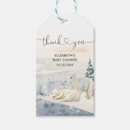 Waterverf Polar Beer Winter Baby shower Dank u Cadeaulabel