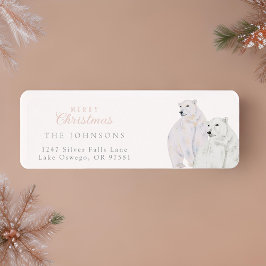 Waterverf Polar Beren Christmas Return Adres Etiket