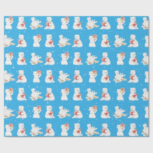 Waterverf Polar Beren in sneeuwvlokken Cadeaupapier (Vlak)