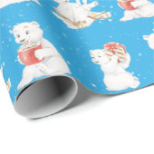 Waterverf Polar Beren in sneeuwvlokken Cadeaupapier (Rol Hoek)