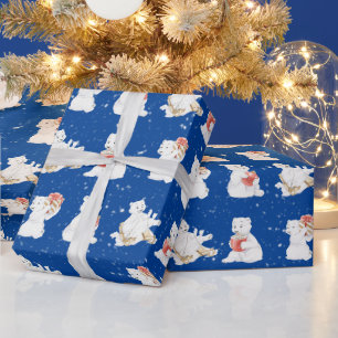 Waterverf Polar Beren in sneeuwvlokken Cadeaupapier