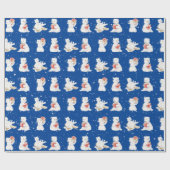 Waterverf Polar Beren in sneeuwvlokken Cadeaupapier (Vlak)