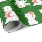 Waterverf Polar Beren in sneeuwvlokken Cadeaupapier (Rol Hoek)