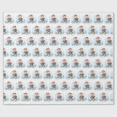 Waterverf Polar Beren skiën op sneeuw Cadeaupapier (Vlak)