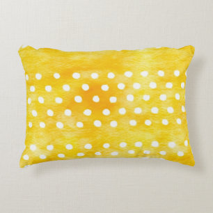 Waterverf Polka Dot - Aardgeel en wit (1) Accent Kussen
