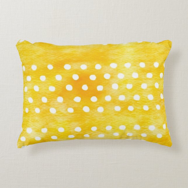 Waterverf Polka Dot - Aardgeel en wit (1) Accent Kussen (Voorkant)