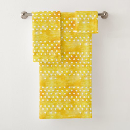 Waterverf Polka Dot - Aardgeel en wit (1) Bad Handdoek (Insitu)