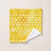Waterverf Polka Dot - Aardgeel en wit (1) Bad Handdoek (Wasdoekje)