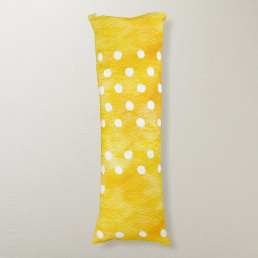 Waterverf Polka Dot - Aardgeel en wit (1) Lichaamskussen (Voorkant Verticaal)