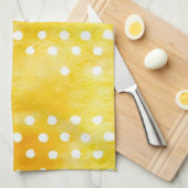 Waterverf Polka Dot - Aardgeel en wit (1) Theedoek (Quarter Fold)
