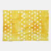 Waterverf Polka Dot - Aardgeel en wit (1) Theedoek (Horizontaal)