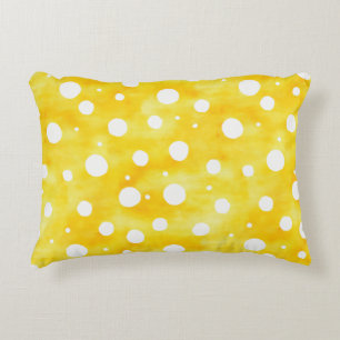 Waterverf Polka Dot - Aardgeel en wit (2) Accent Kussen
