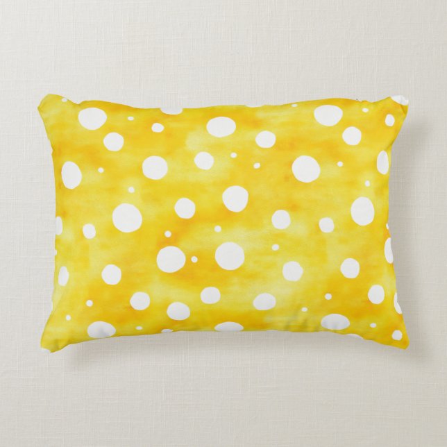 Waterverf Polka Dot - Aardgeel en wit (2) Accent Kussen (Voorkant)