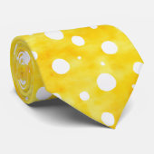 Waterverf Polka Dot - Aardgeel en wit (2) Stropdas (Opgerold)