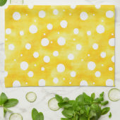 Waterverf Polka Dot - Aardgeel en wit (2) Theedoek (Gevouwen)