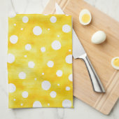 Waterverf Polka Dot - Aardgeel en wit (2) Theedoek (Quarter Fold)