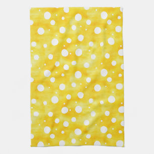 Waterverf Polka Dot - Aardgeel en wit (2) Theedoek