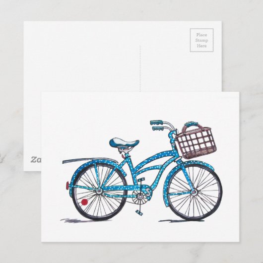 Waterverf Polka Dot Bicycle Briefkaart (Voorkant / Achterkant)
